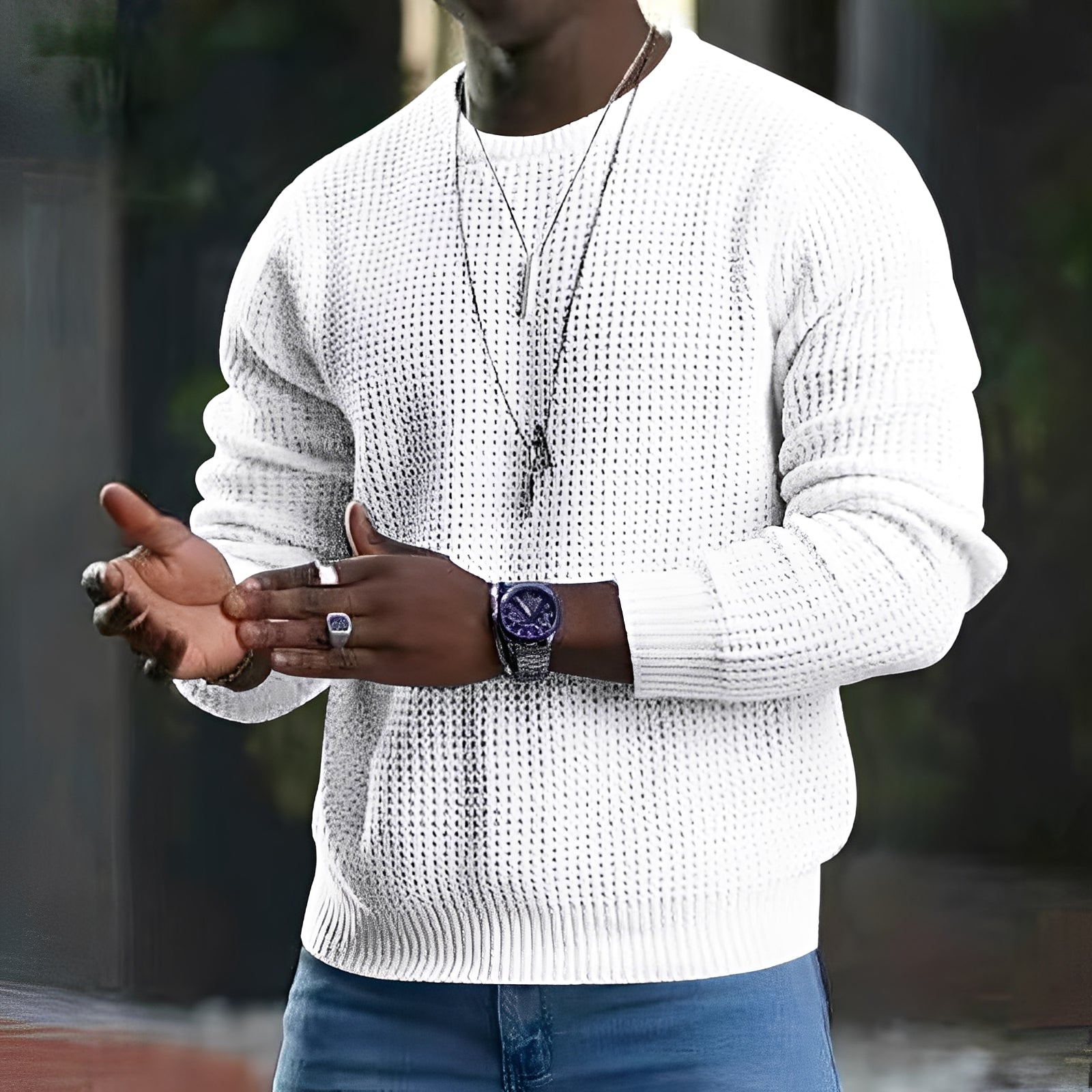 Iván – Sweter Męski o Strukturze Waflowej