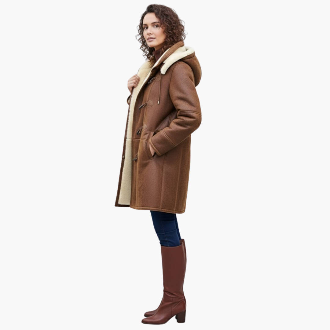 Elena – Faux Shearling Toggle Coat