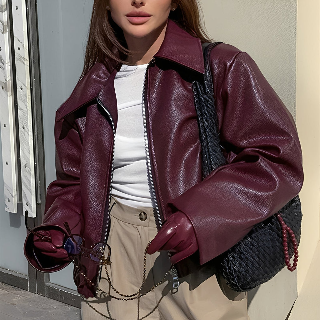 Zofia – Skórzana kurtka damska z zamkiem