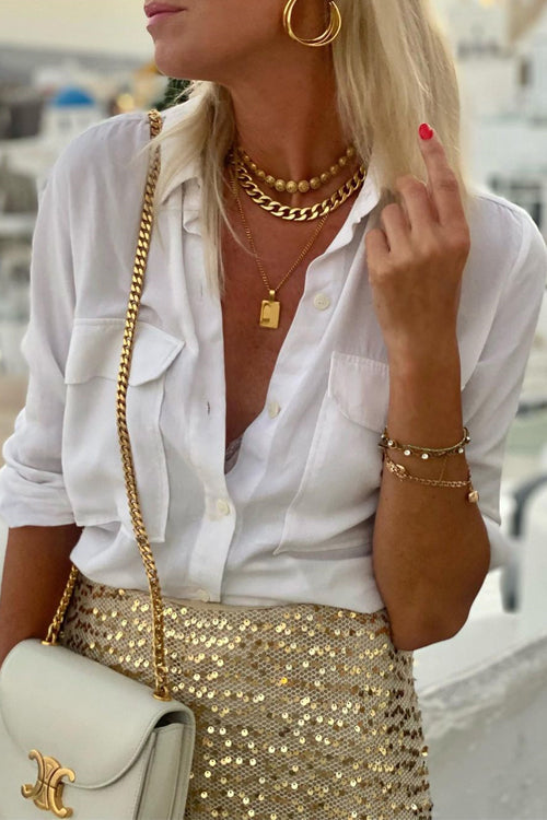 Estela - Długa spódnica ze złotymi cekinami