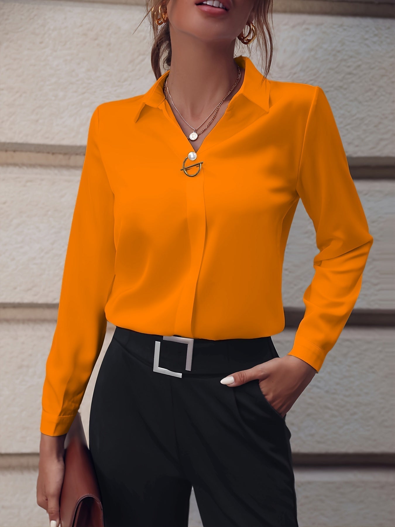 Elena – Tailored Button-Front Blouse for Women