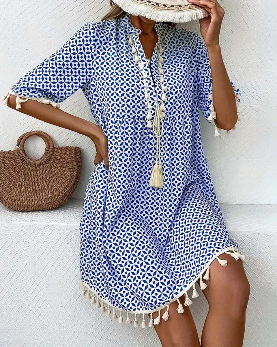 Mira – Letnia sukienka boho z frędzlami