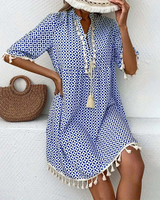 Mira – Letnia sukienka boho z frędzlami