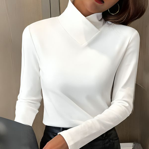 Elena – Tailored High-Neck Long Sleeve Top Women