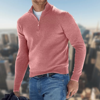 Daniel - Kaszmirowy sweter z zamkiem pod szyją