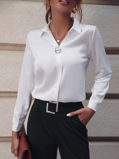 Elena – Tailored Button-Front Blouse for Women