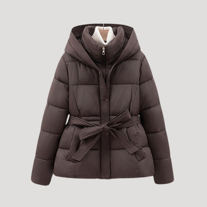 Amara – Belted Hooded Puffer Jacket for Women