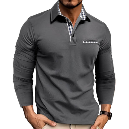 Mason – Check-Trim Smart Casual Long-Sleeve Polo for Men