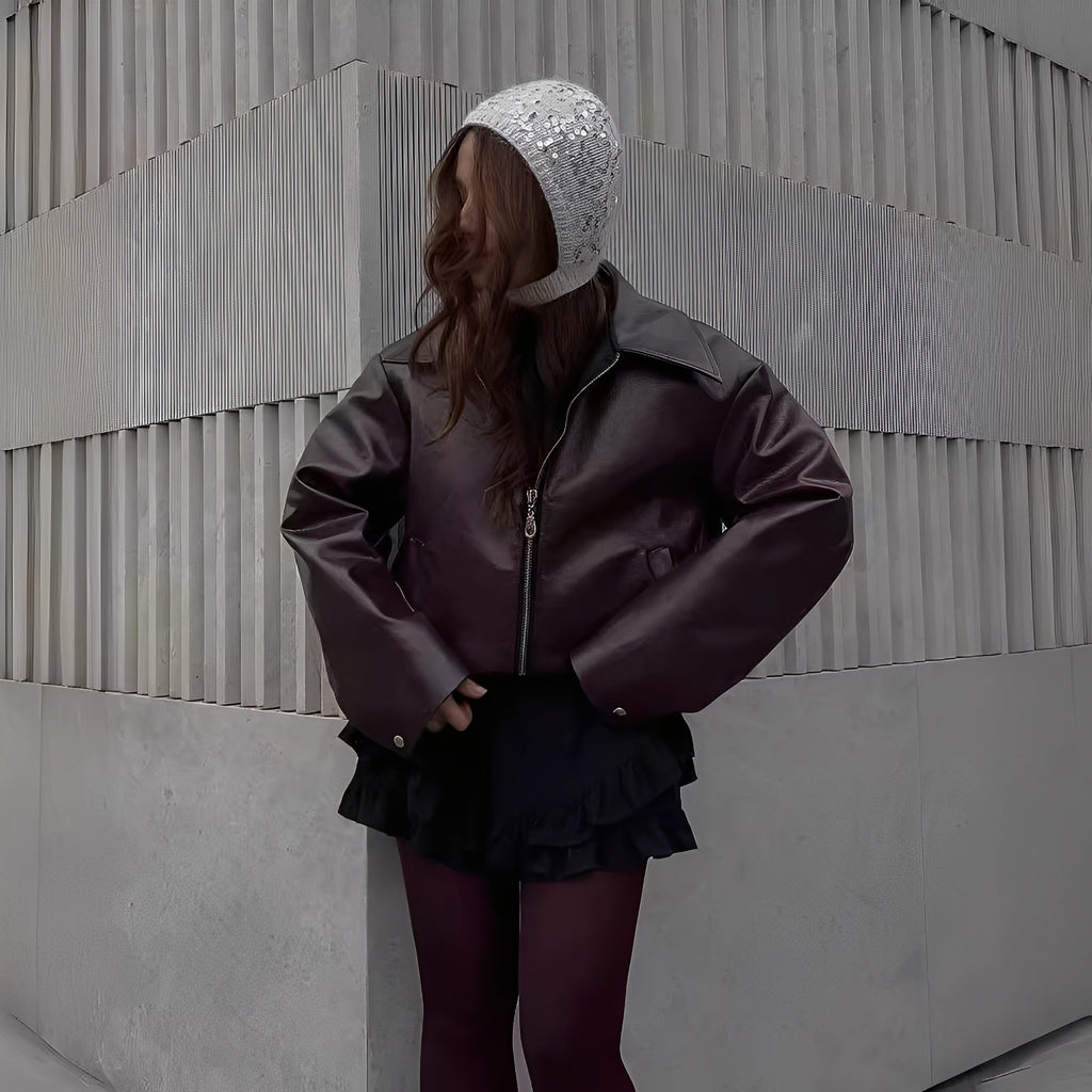 Zofia – Skórzana kurtka damska z zamkiem