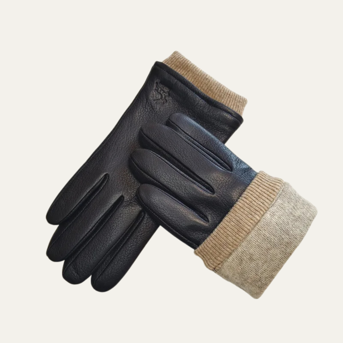 Diego – Ribbed-Cuff Leather Men’s Winter Gloves