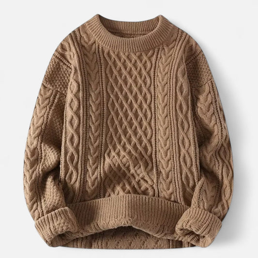 Daniel – Knit-Looking Cable Knit Crew Neck Jumper Mens