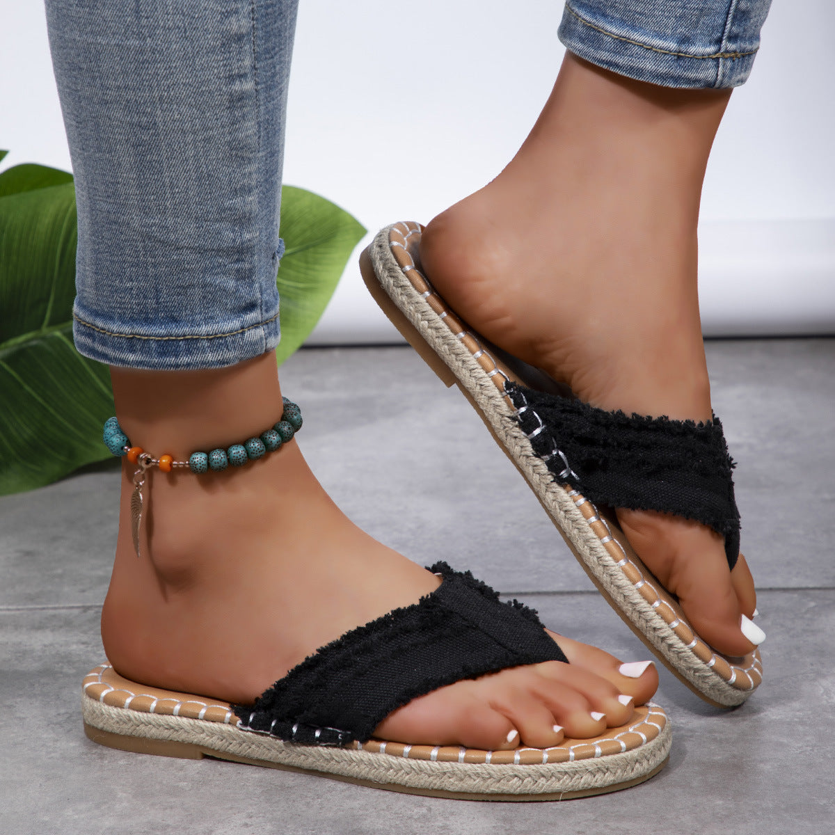 Mira - Letnie sandały z tkaniny typu jeans
