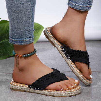 Mira - Letnie sandały z tkaniny typu jeans