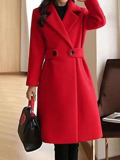 Amelia – Elegant Wool-Blend Longline Coat for Women