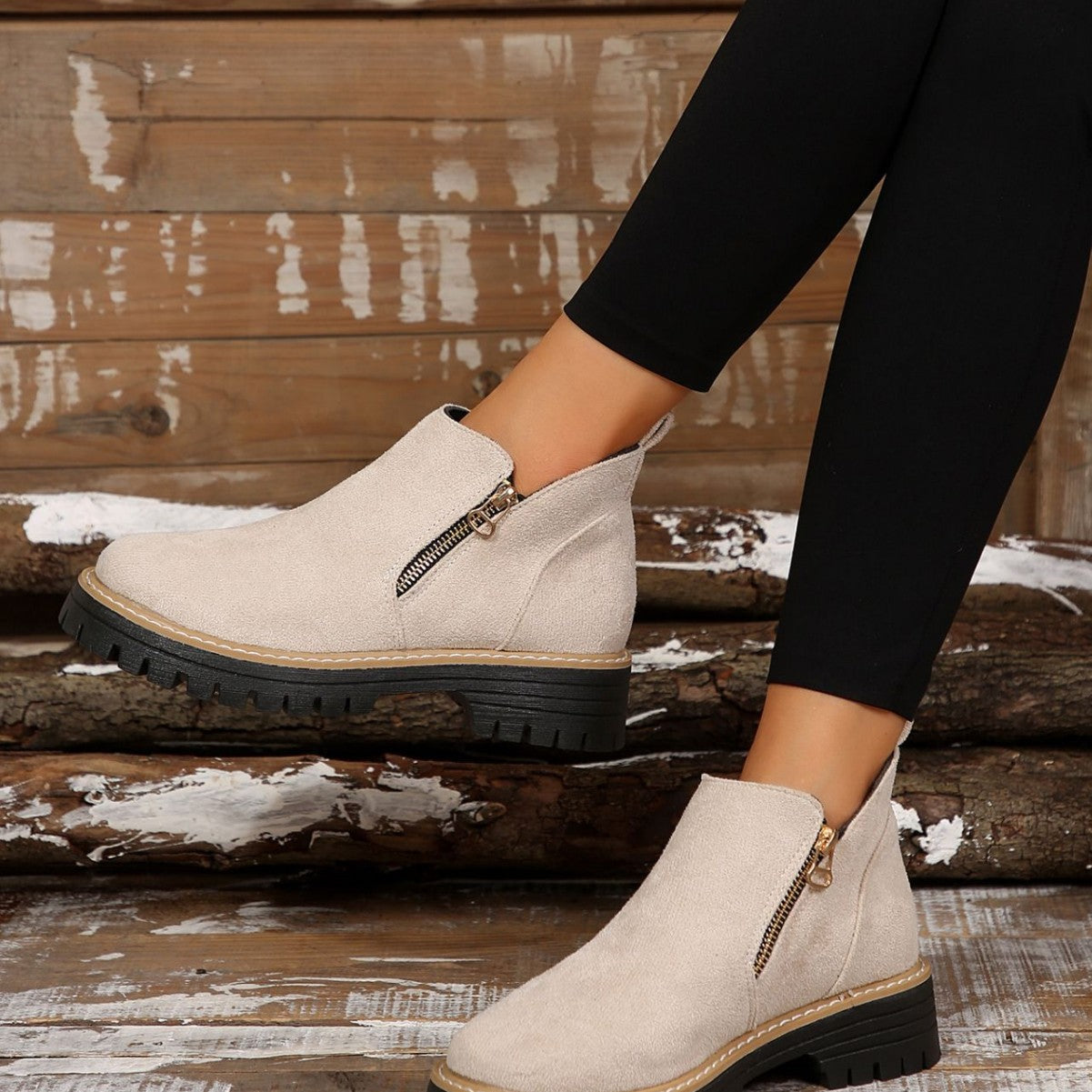 Lena – Zip-Side Chunky Sole Ankle Boots for Women