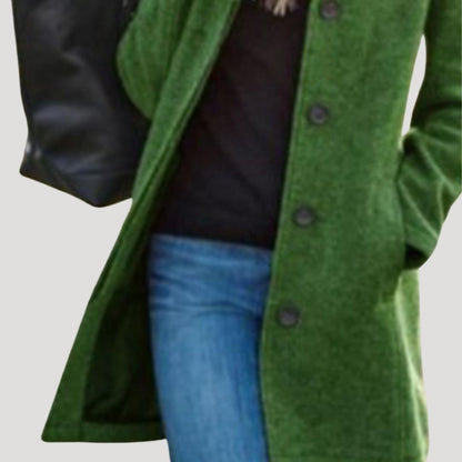 Clara – Classic Button-Up Wool-Blend Coat for Women