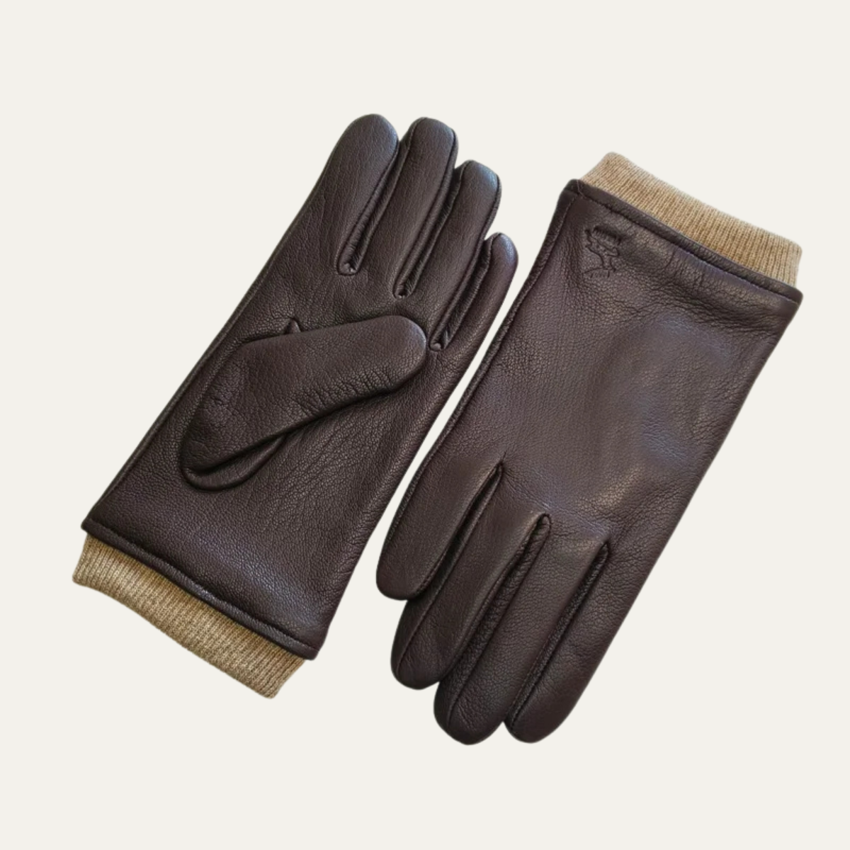 Diego – Ribbed-Cuff Leather Men’s Winter Gloves