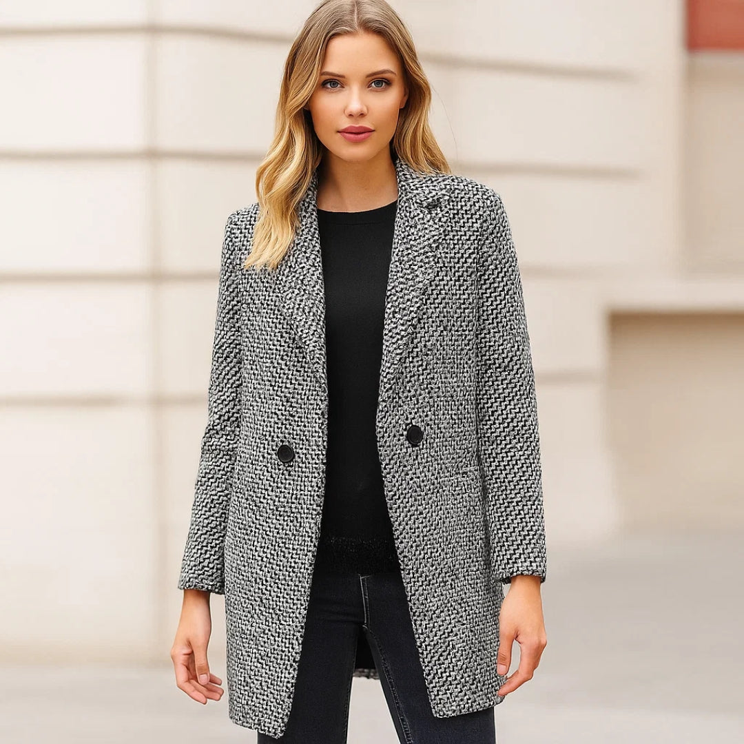 Isla – Textured Quilted-Lined Long Coat for Women