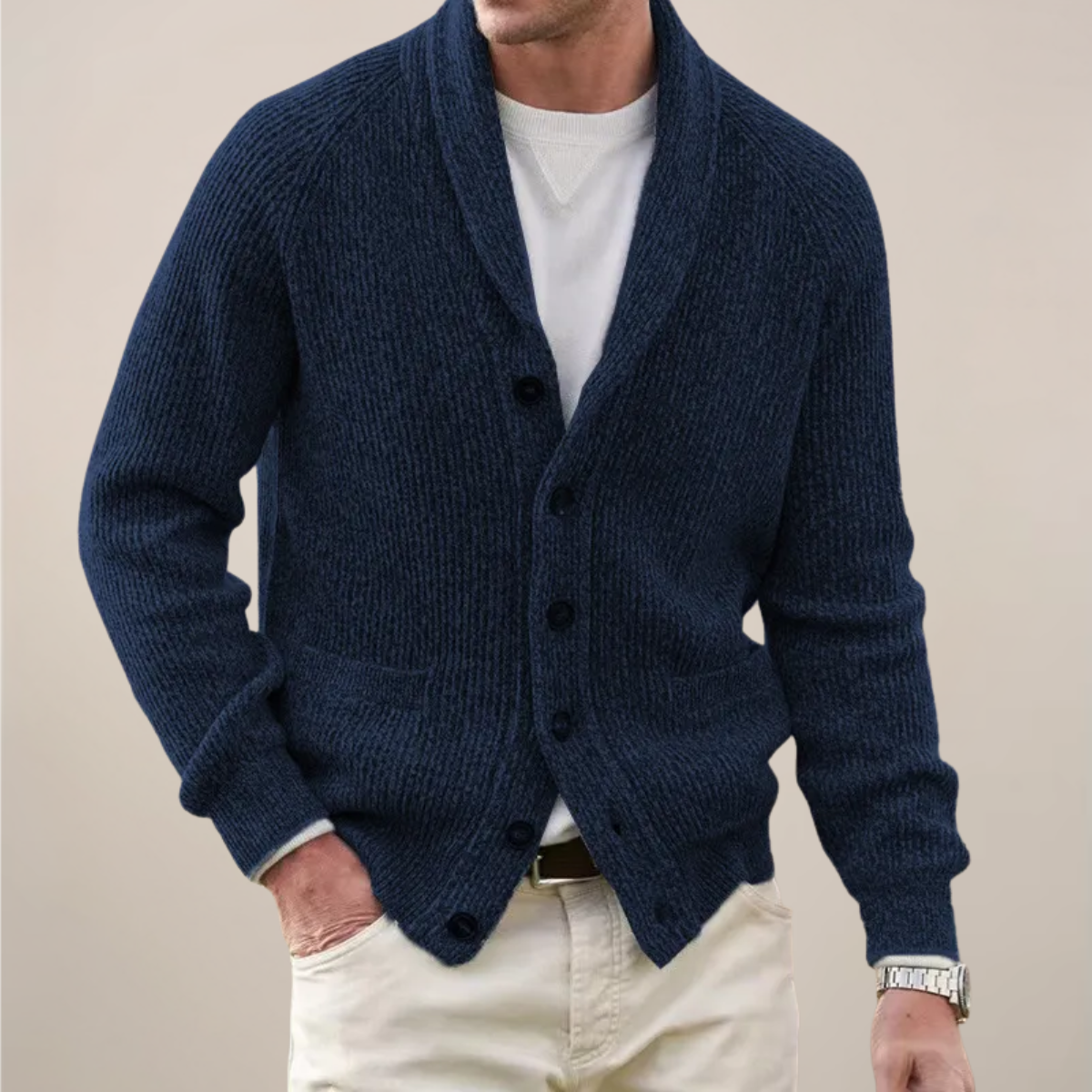 Mateo – Textured Button-Up Knit Cardigan Mens