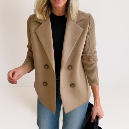 Ewa – Women's Wool Coat with Double-Breasted Fastening