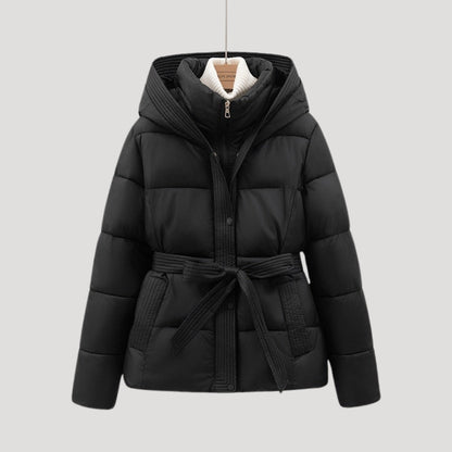 Amara – Belted Hooded Puffer Jacket for Women