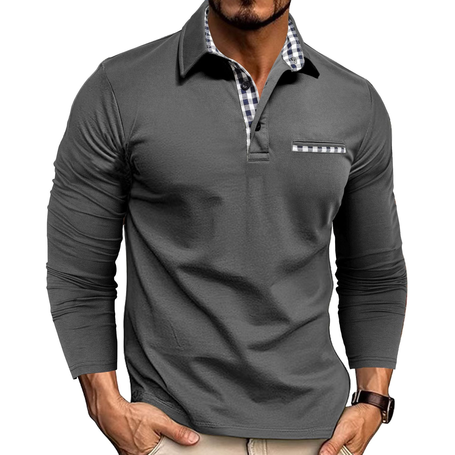 Liam – Longsleeve polo z kontrastowym kołnierzykiem