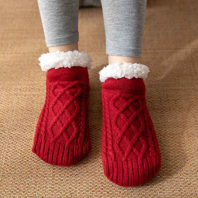 Ella – Cable Knit Fleece-Lined Slipper Socks