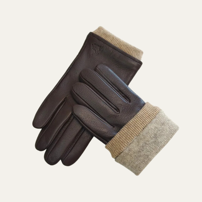 Diego – Ribbed-Cuff Leather Men’s Winter Gloves