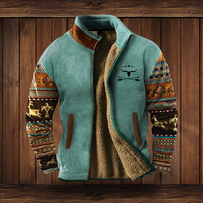 Dakota – Tribal-Sleeve Sherpa-Lined Winter Jacket for Men