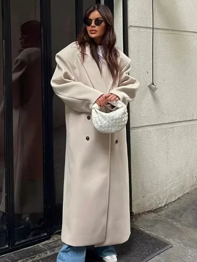 Sylwia – Płaszcz damski zimowy oversize dwurzędowy