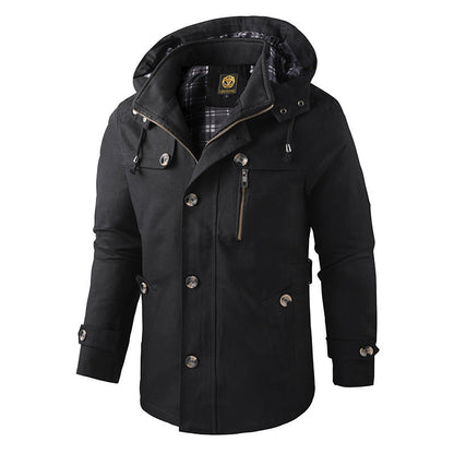 Diego – Hooded Button-Front Mens Winter Jacket