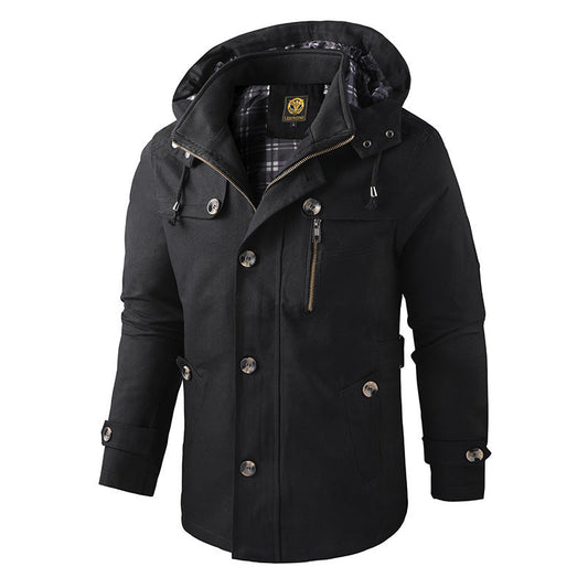 Diego – Hooded Button-Front Mens Winter Jacket