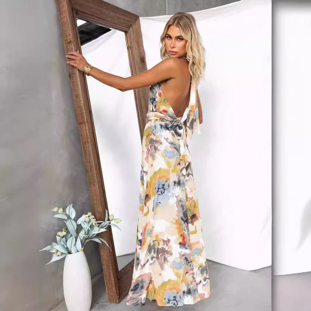 Daria - Zwiewna sukienka maxi z dekoltem halter