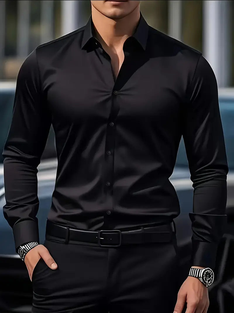 Adrian – Męska elegancka koszula slim fit w kolorze błękitnym