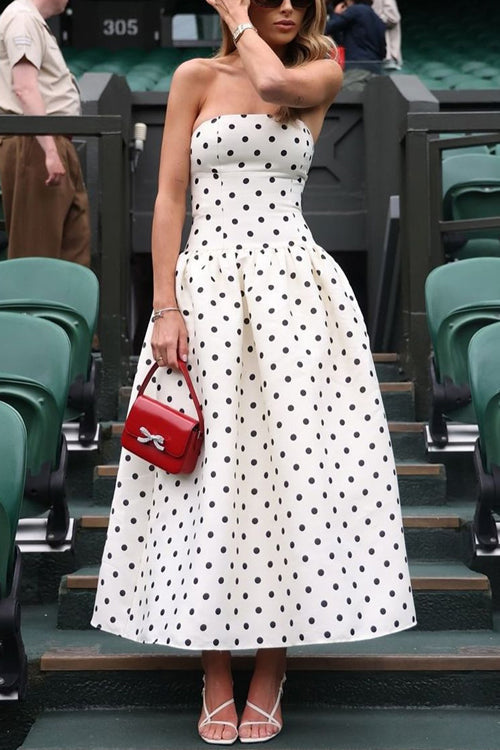 Clara - Sukienka maxi w kropki na studniówkę