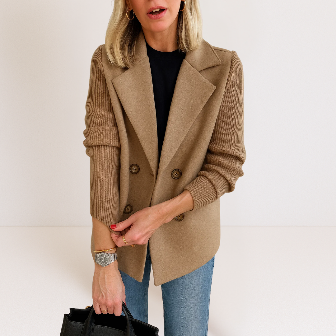Ewa – Women's Wool Coat with Double-Breasted Fastening