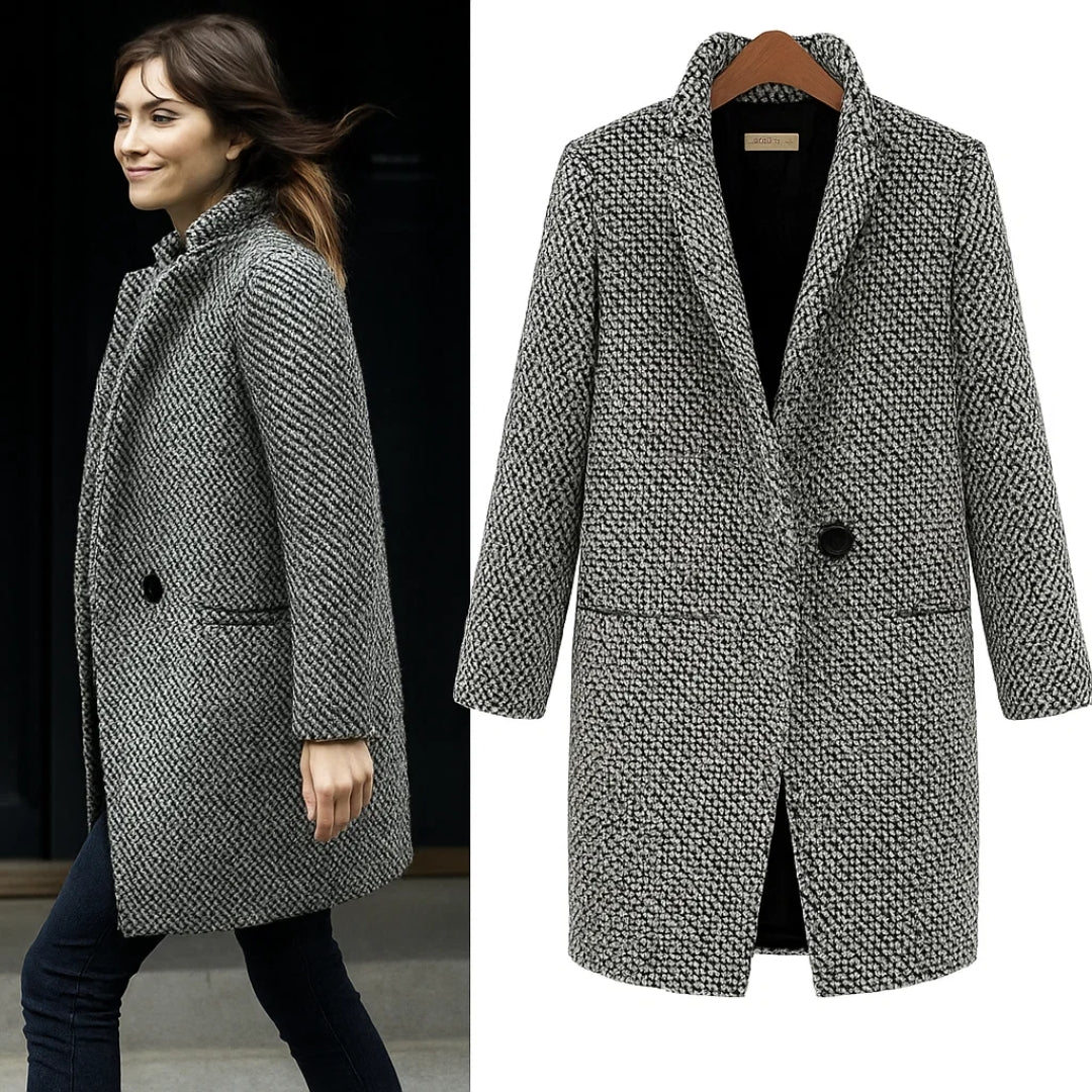 Isla – Textured Quilted-Lined Long Coat for Women