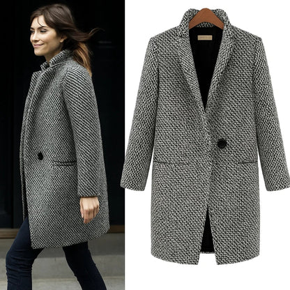Isla – Textured Quilted-Lined Long Coat for Women