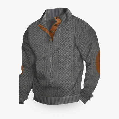 Ethan – Textured Button-Up Knit Pullover for Men