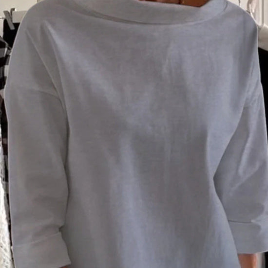 Barbara - Bawełniana bluzka z szerokim kołnierzem