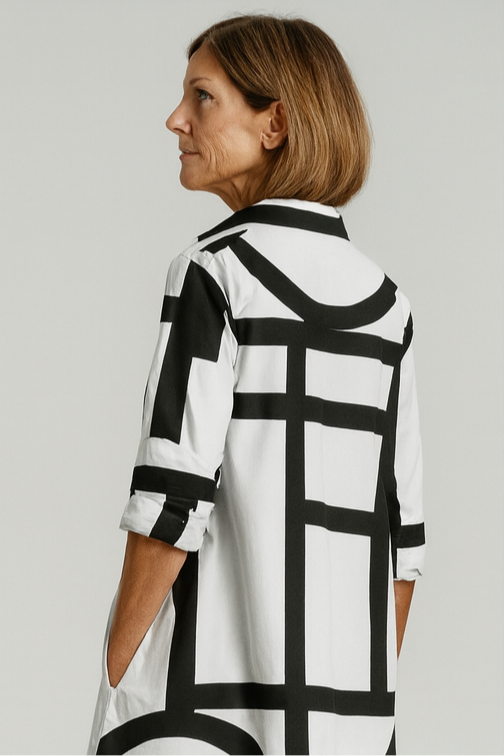 Elvira – Sukienka koszulowa z geometrycznym wzorem