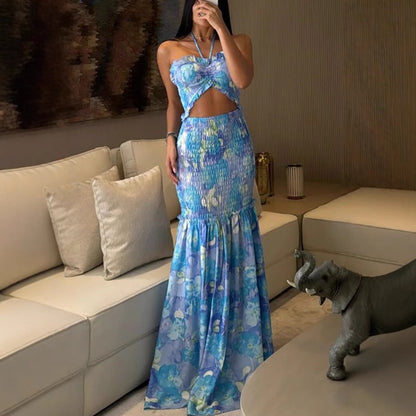 Ariana – Sukienka maxi z wiązaniem i wycięciem