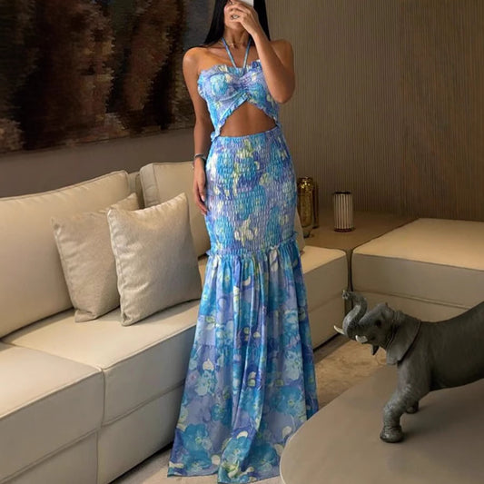 Ariana – Sukienka maxi z wiązaniem i wycięciem
