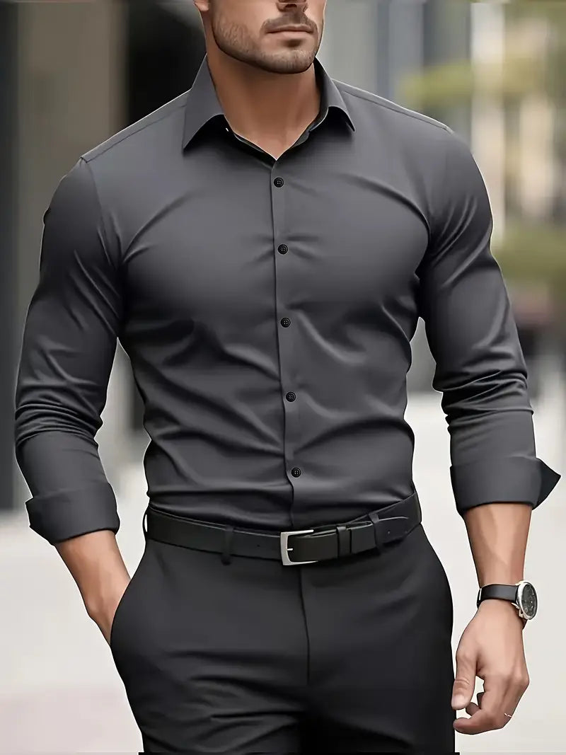 Adrian – Męska elegancka koszula slim fit w kolorze błękitnym