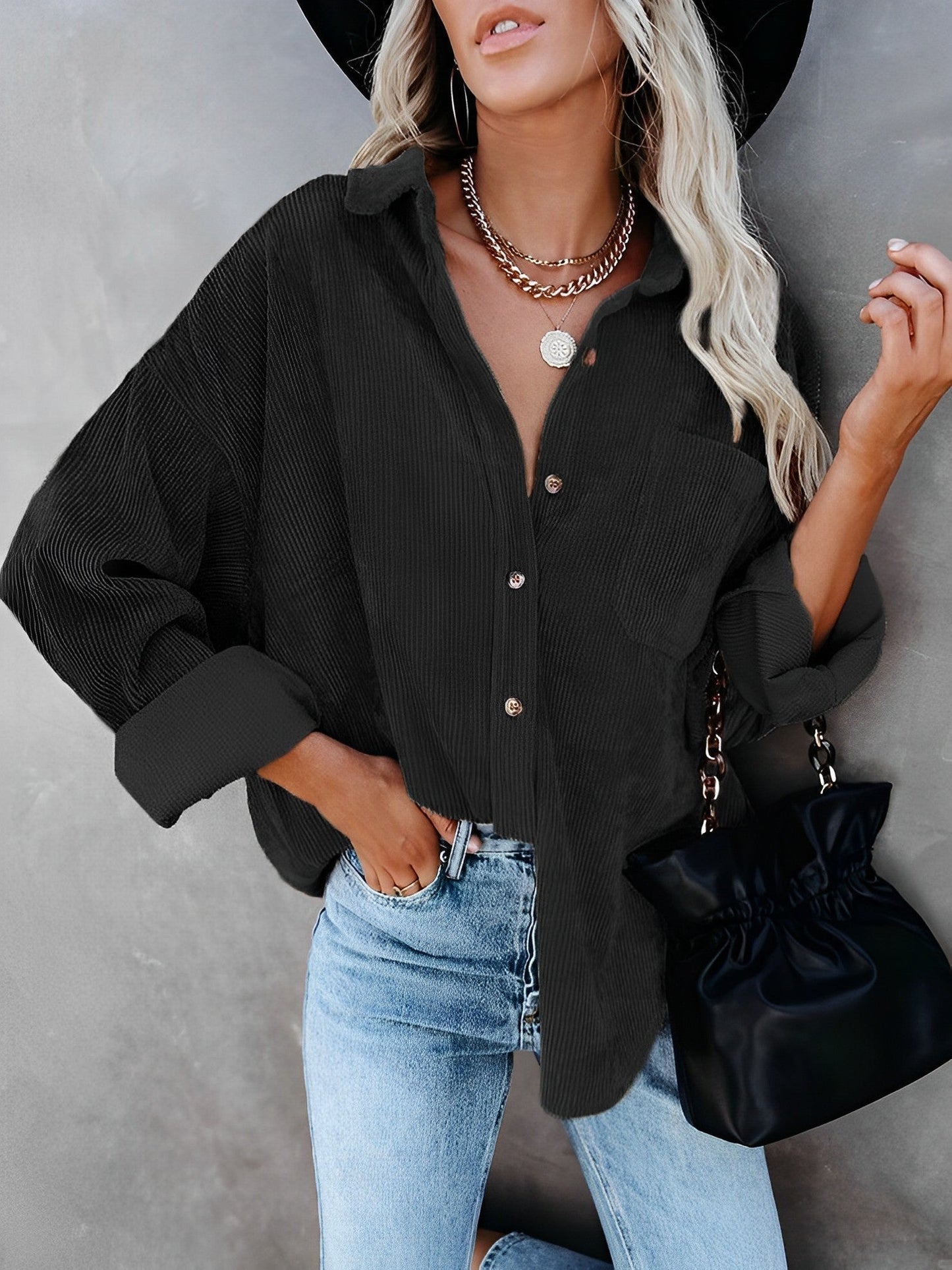 Ariana – Relaxed Corduroy Button-Down Shirt for Women