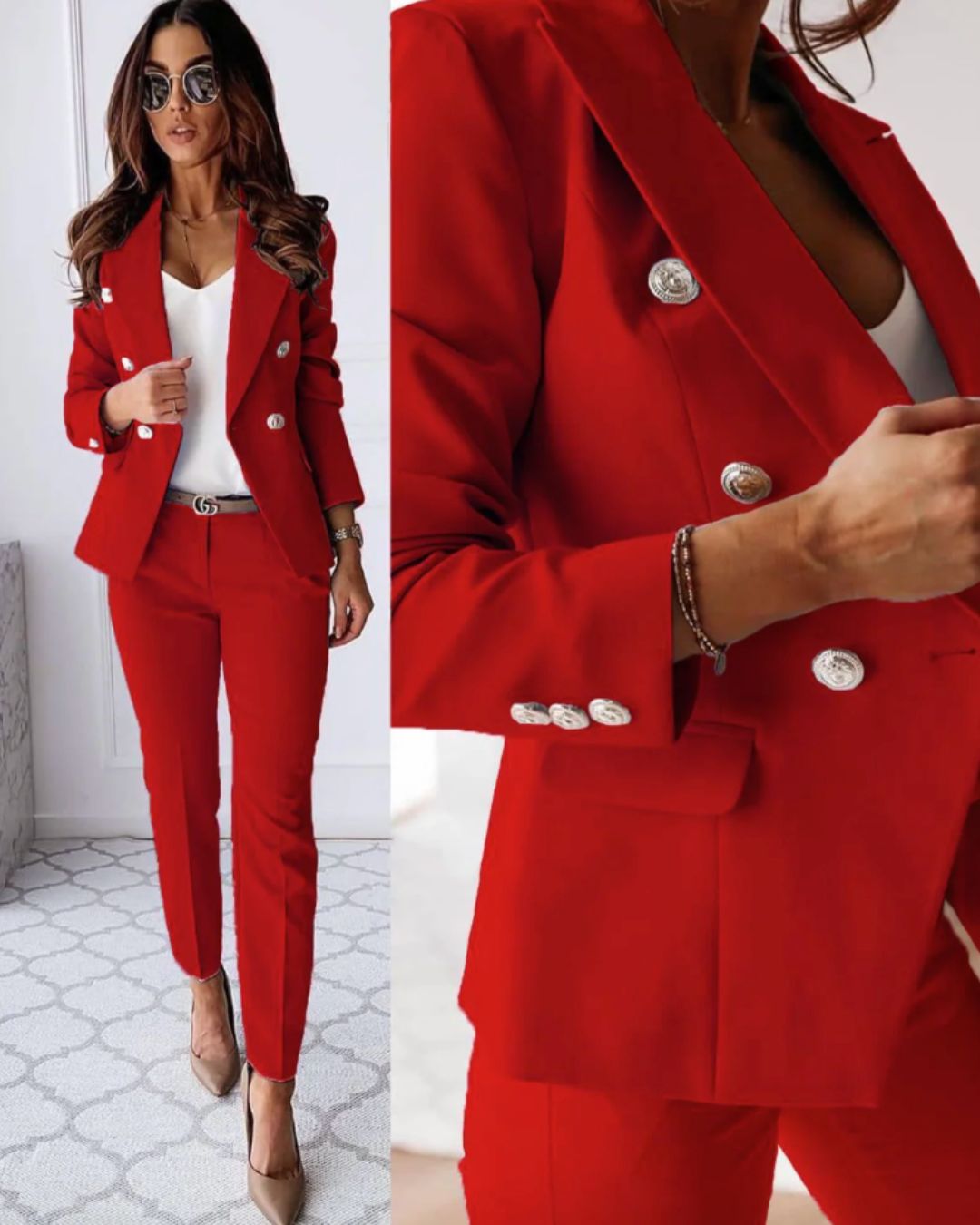 Alina – Tailored Double-Breasted Suit Set for Women