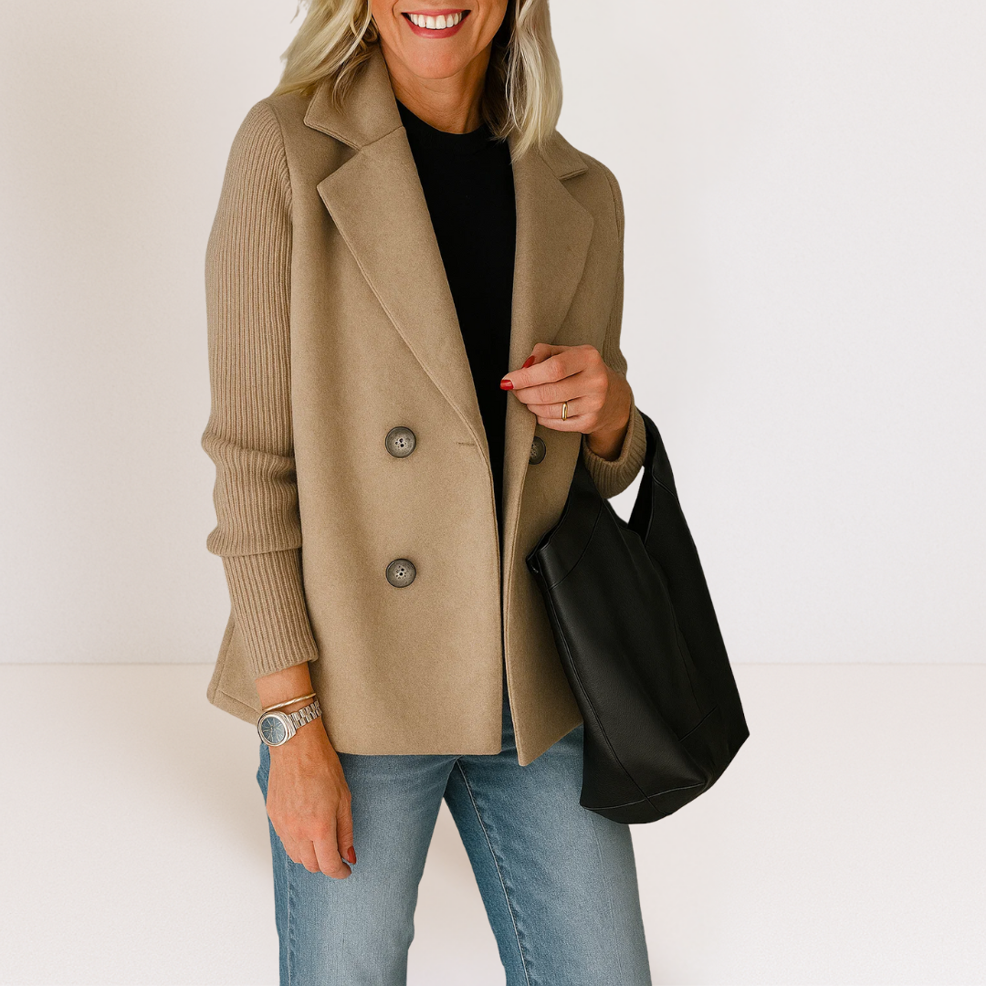 Ewa – Women's Wool Coat with Double-Breasted Fastening