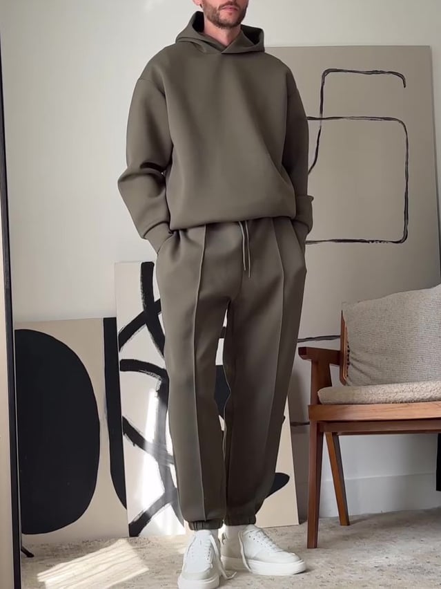 Leo – Relaxed Fit Minimalist Hoodie & Tapered Trousers Set for Men