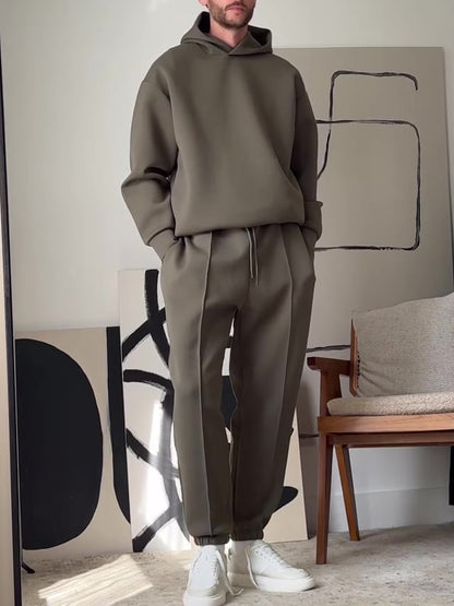 Leo – Relaxed Fit Minimalist Hoodie & Tapered Trousers Set for Men