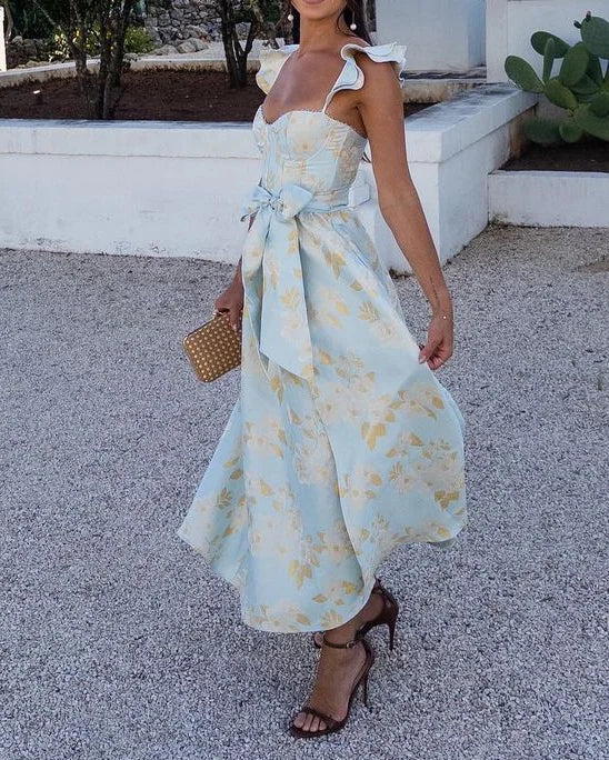 Agnieszka – Sukienka damska wieczorowa midi z rozcięciem